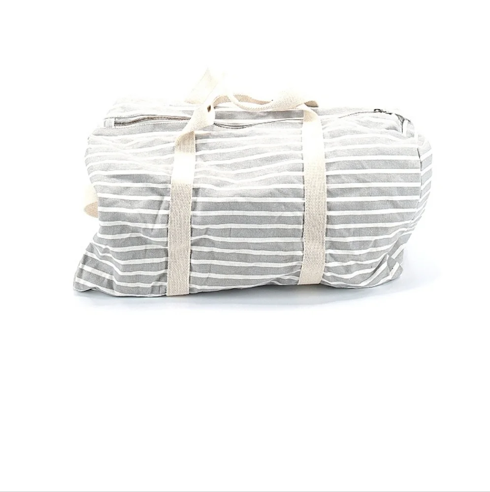 Natural By Known Supply Gray and White Striped Weekender - Picture 3 of 4